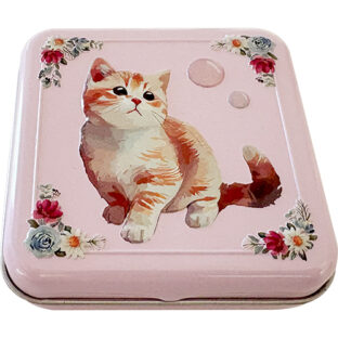 ネコ　ミニ缶（ピンク）