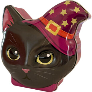 ハロウィン　ネコ　フェイス缶