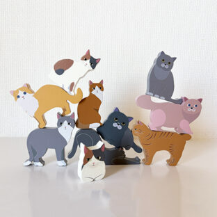 ネコ　木製バランスゲーム